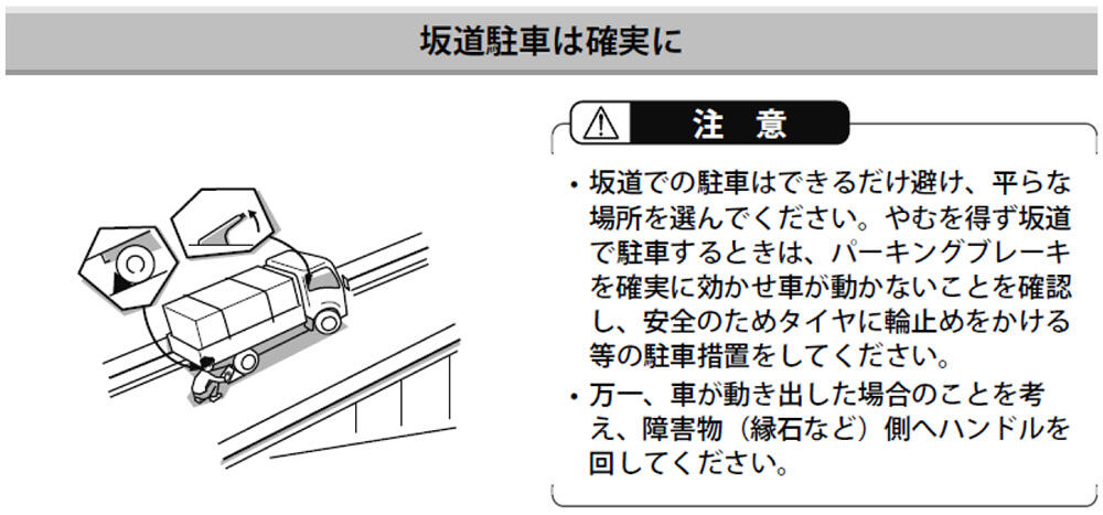 坂道駐車は確実に